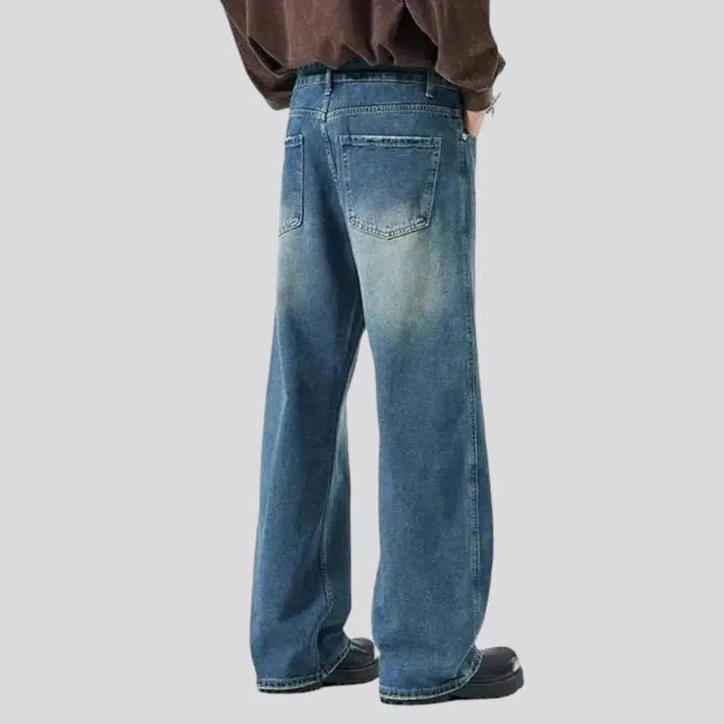 Medium-wash mid-waist jeans