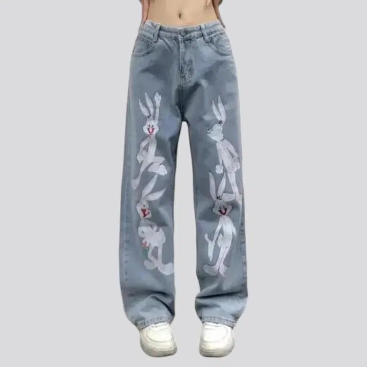 Y2k rabbit-print jeans
 for women