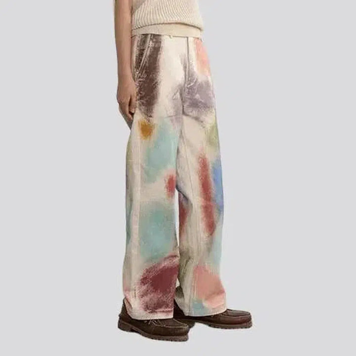 Painted denim pants
 for women