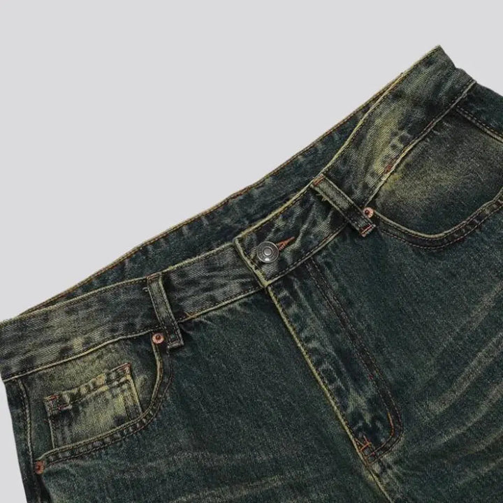 Dark men's sanded jeans