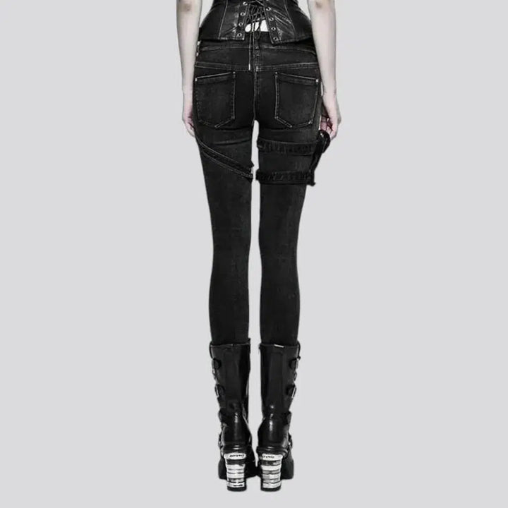 High-waist women's black jeans