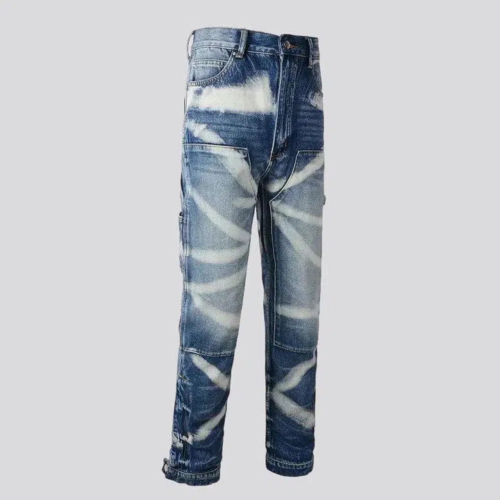 Zipper-button men's painted jeans