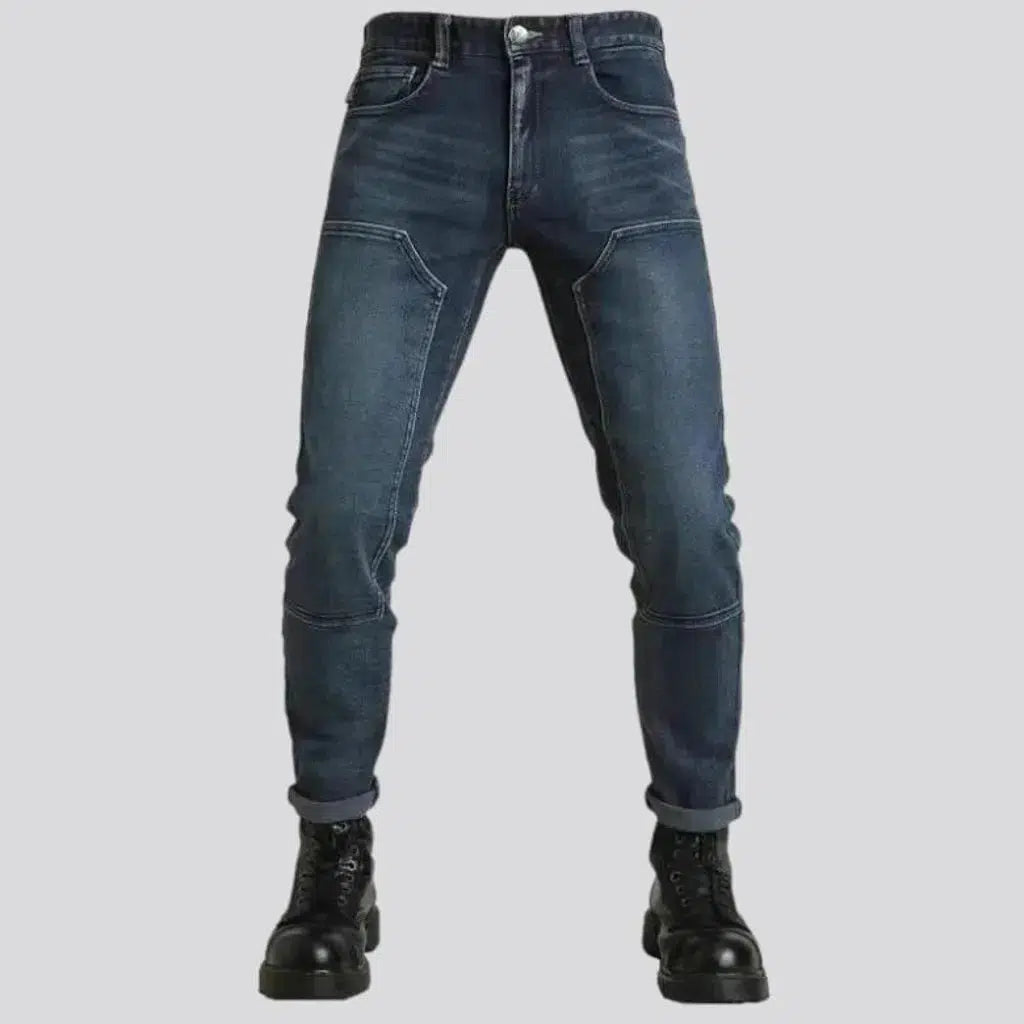 Mid-waist vintage men's moto jeans