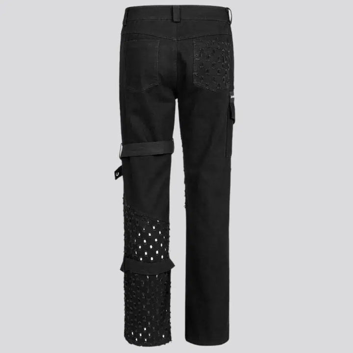 Straight zipper-button jeans
 for men