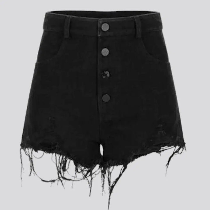 Grunge black denim shorts
 for ladies