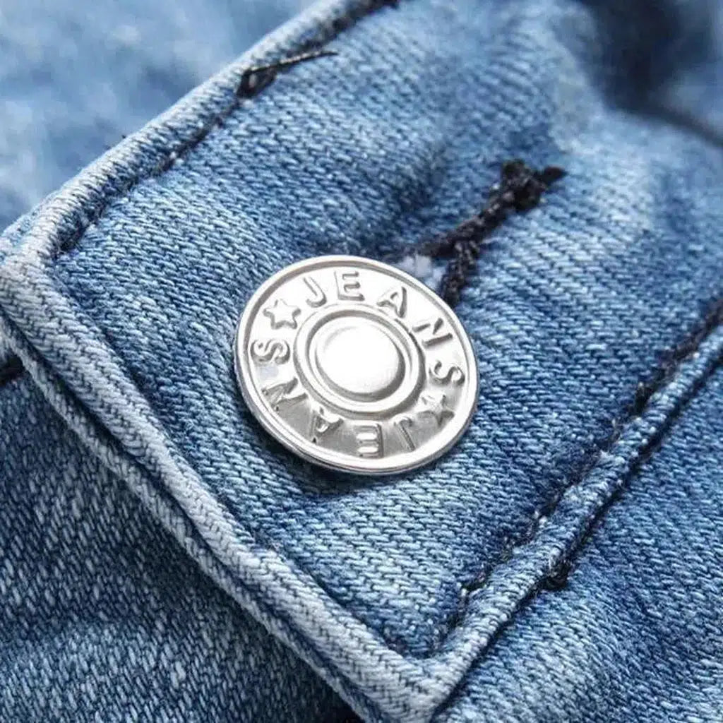 Light-wash men's patchwork jeans