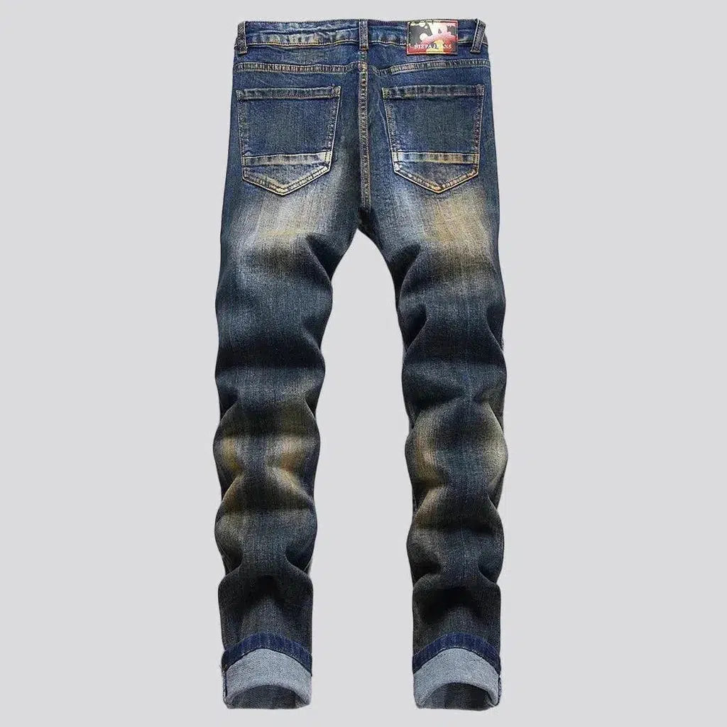 Mid-waist men's stretchy jeans