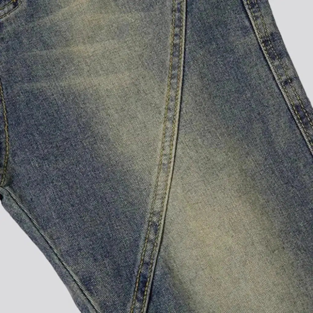 Y2k men's diagonal-seams jeans