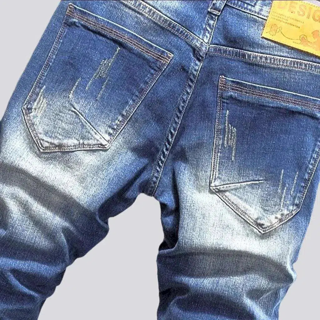 Sanded men's skinny jeans