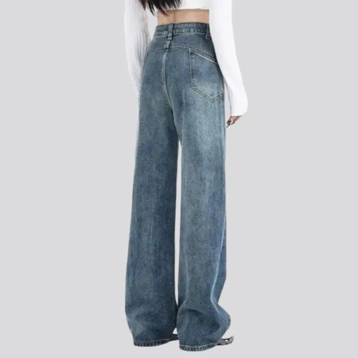 High-waist floor-length jeans