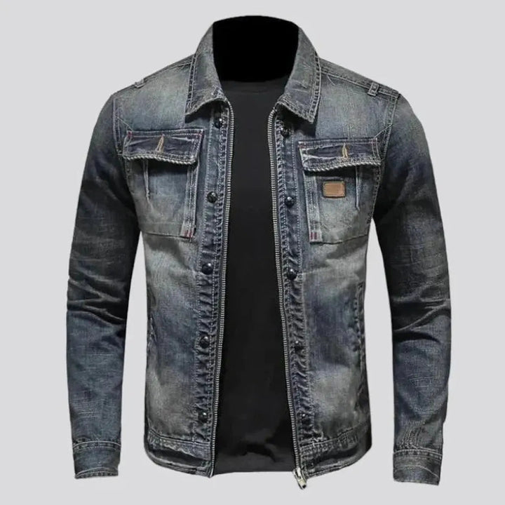 Sanded dark-wash jean jacket for men | Jeans4you.shop