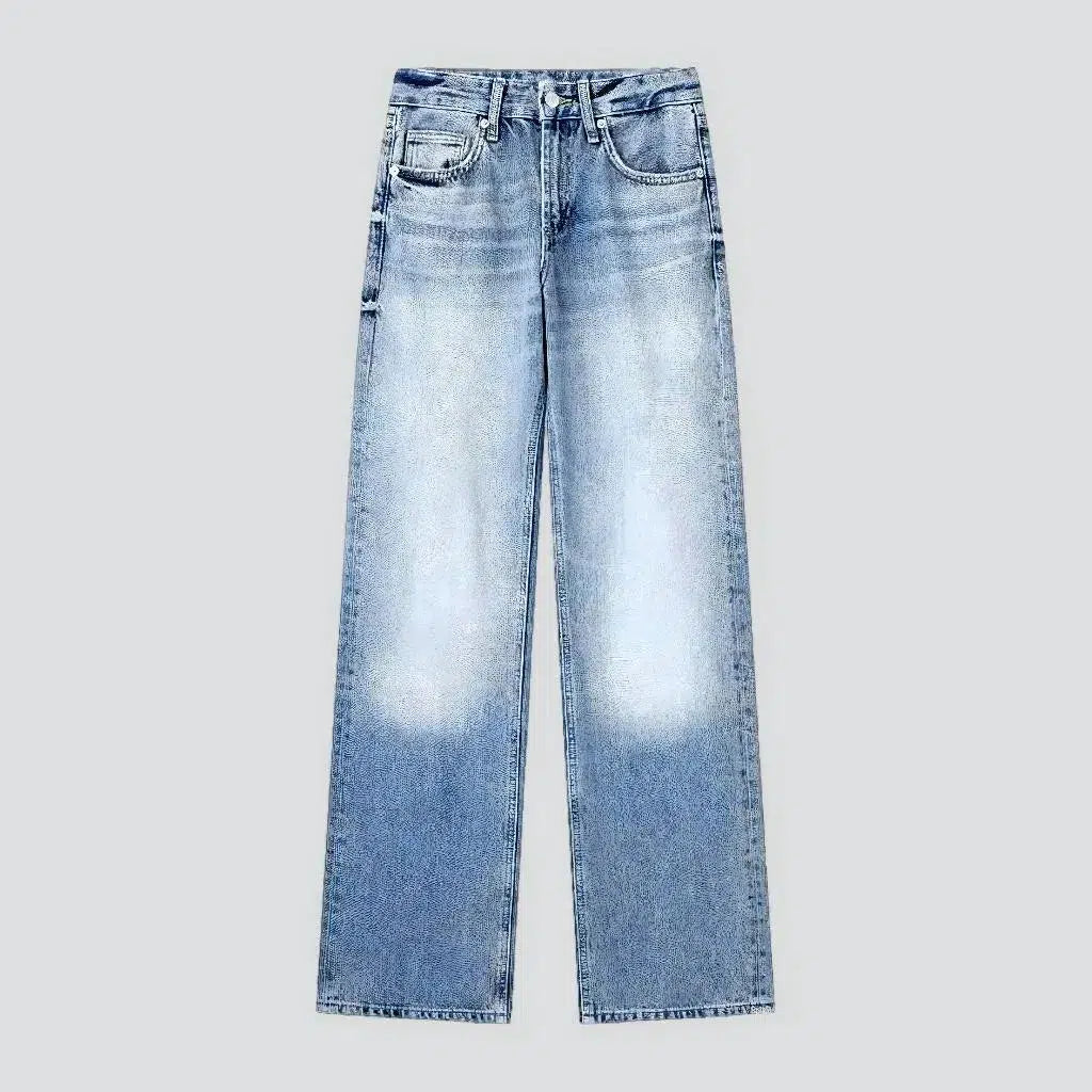 Mid-waist women's stonewashed jeans