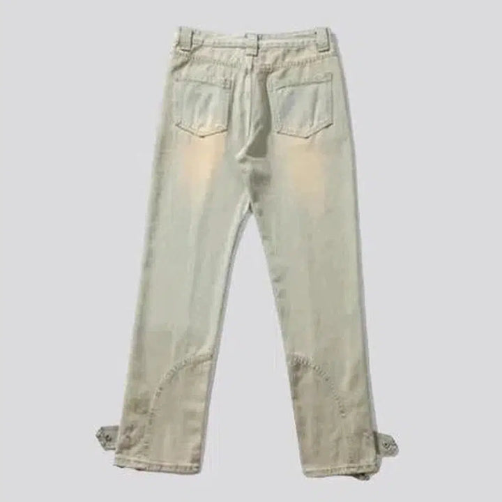 Zipper-button men's jeans