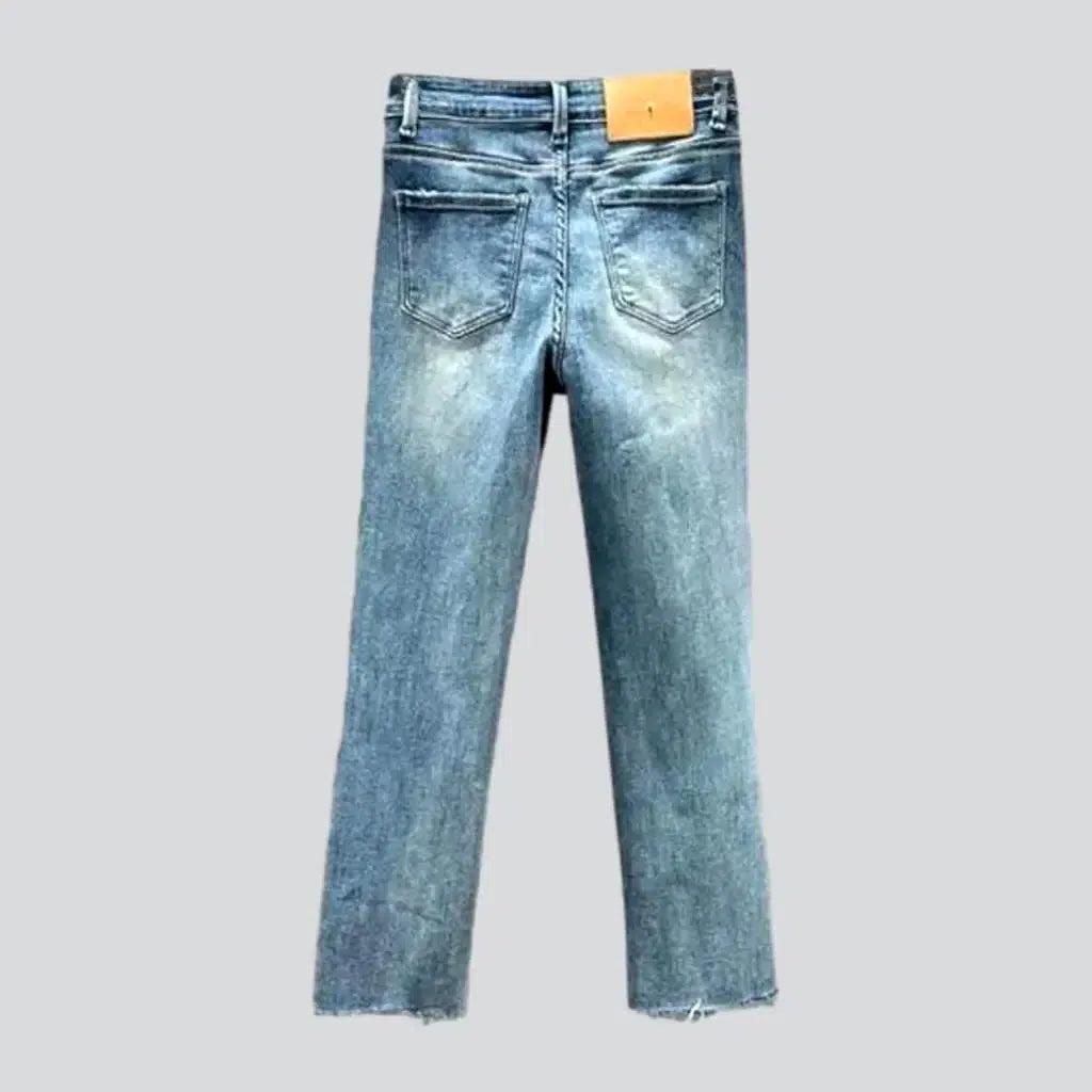 Slim women's raw-hem jeans