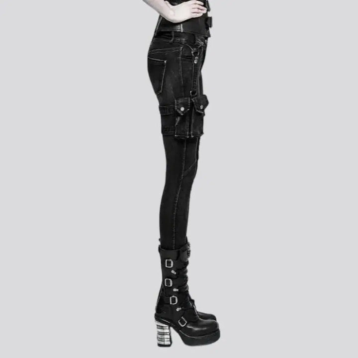High-waist women's black jeans