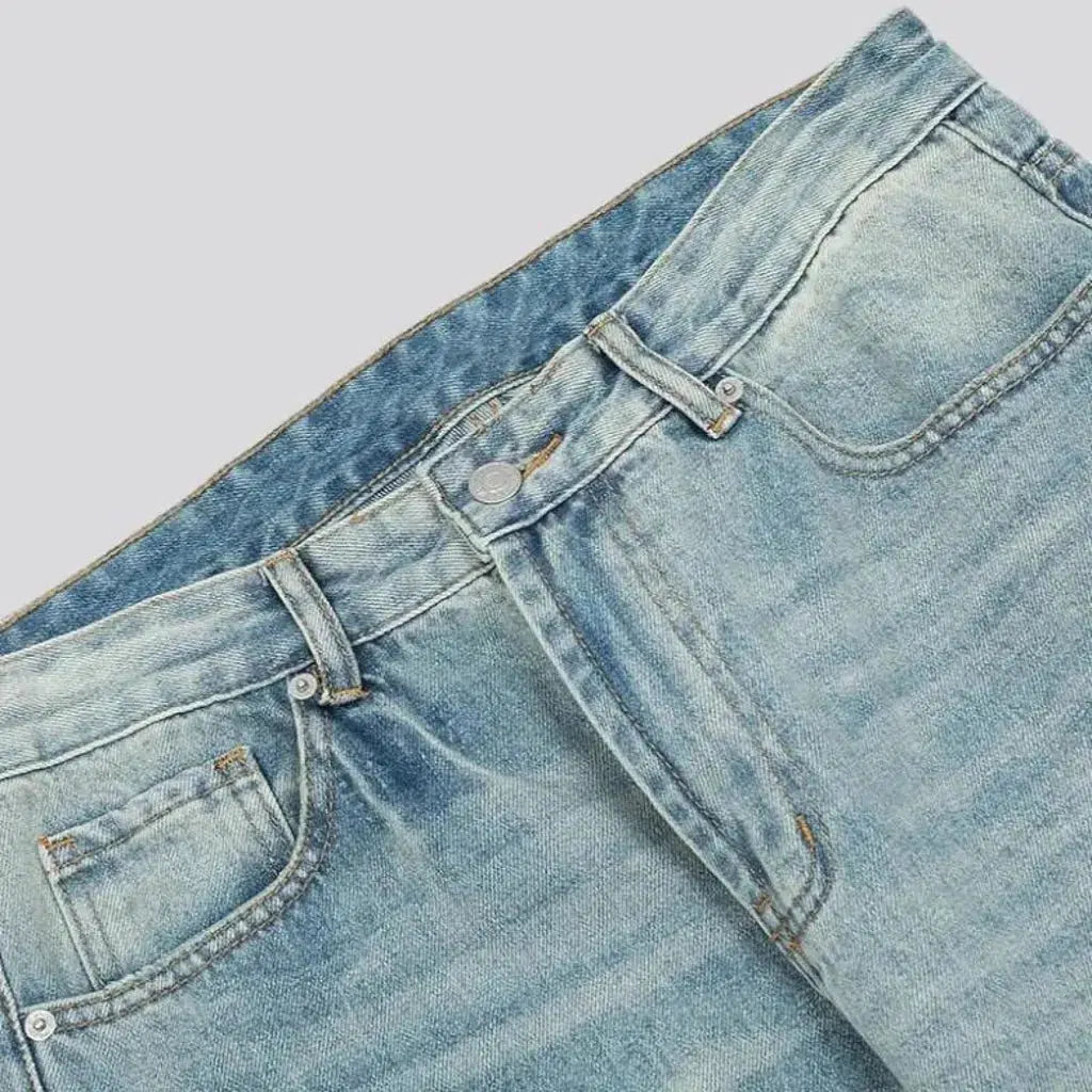 Ribbed-knees men's grunge jeans