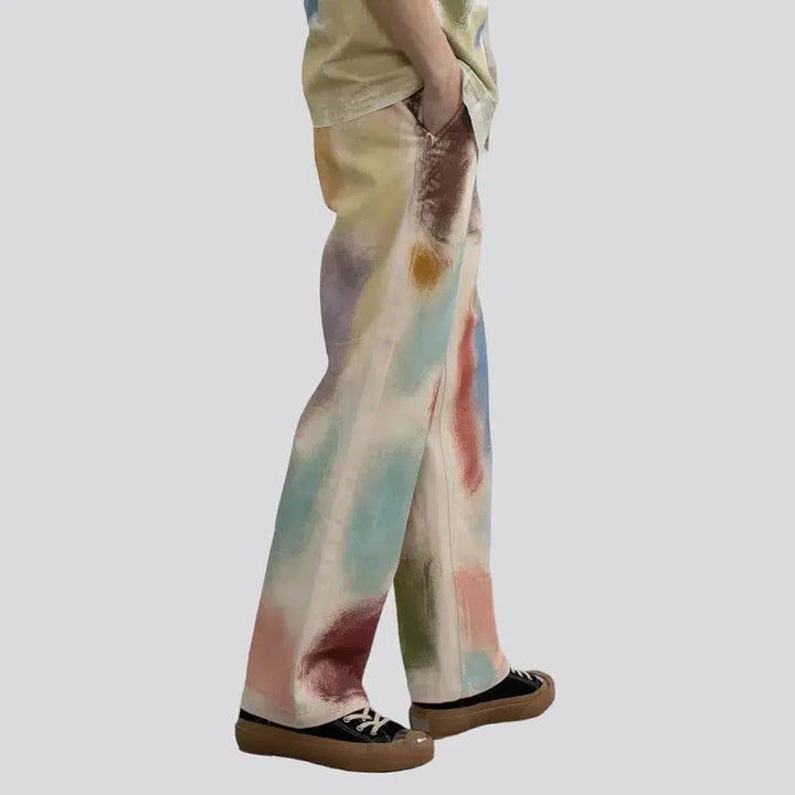 Painted denim pants
 for women