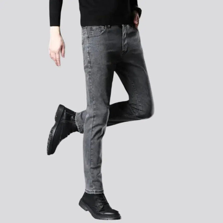 skinny, vintage, grey, mid-waist, zipper-button, 5-pockets, men's jeans | Jeans4you.shop