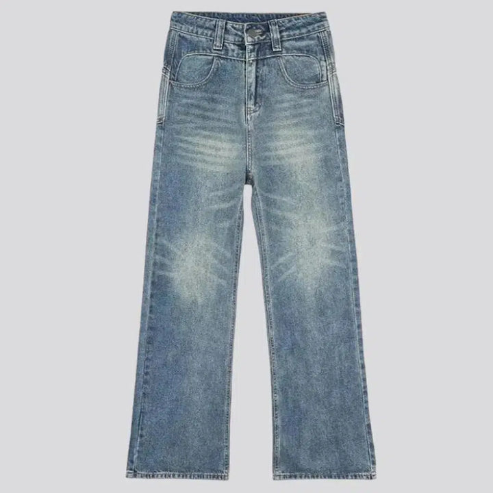 High-waist floor-length jeans