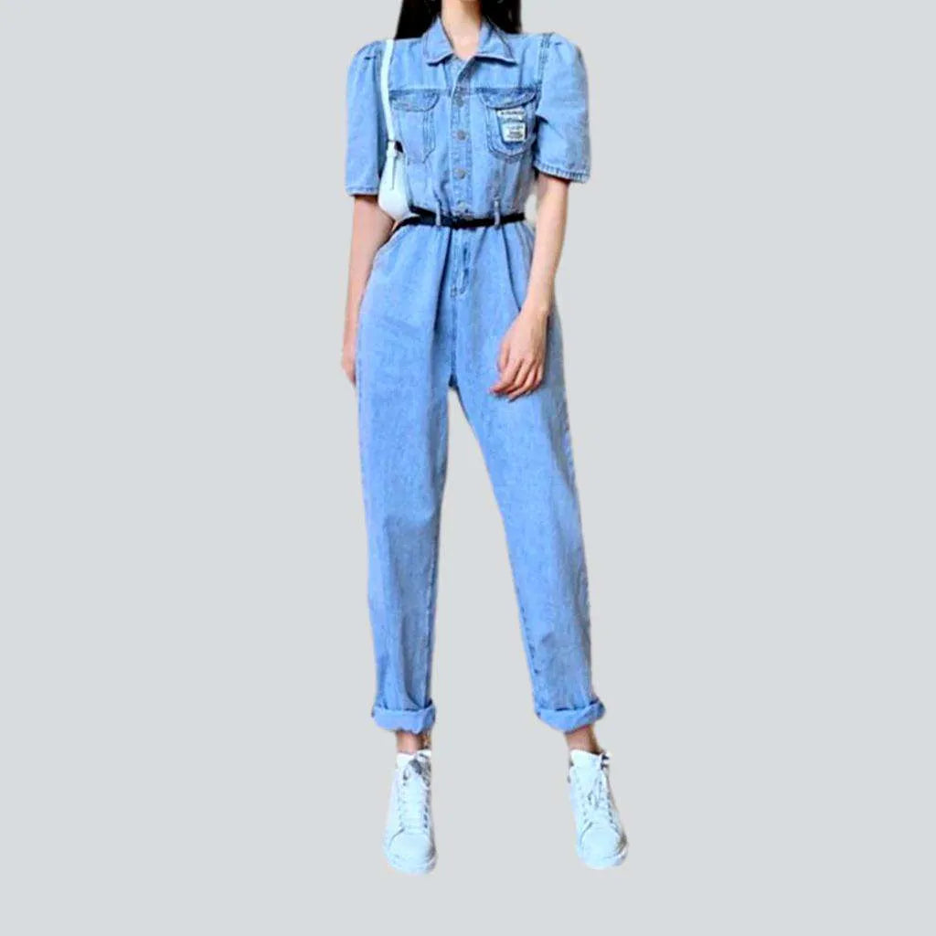 Short sleeve loose denim overall | Jeans4you.shop