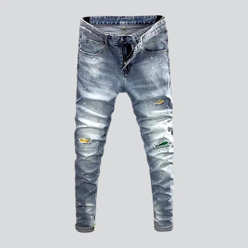 Skinny color men's patches jeans | Jeans4you.shop
