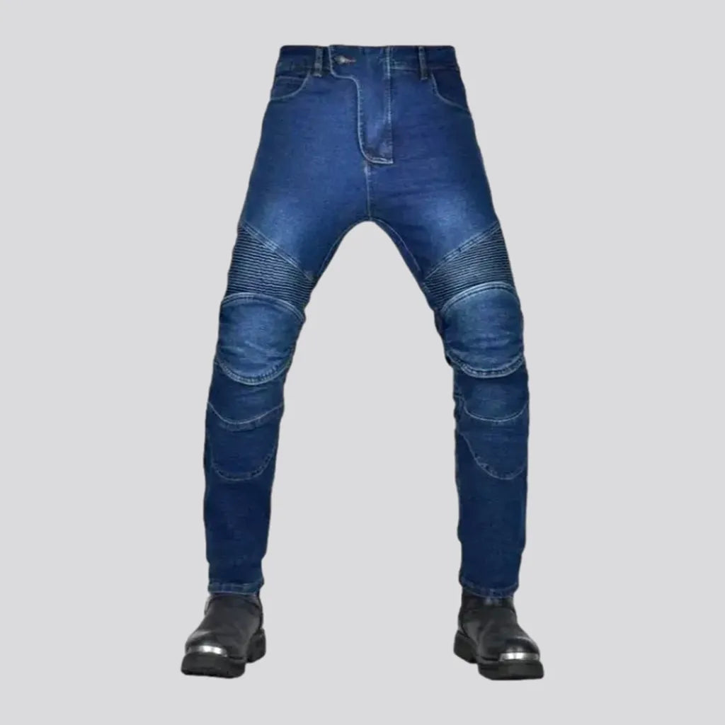 Slim stonewashed motorcycle jeans | Jeans4you.shop