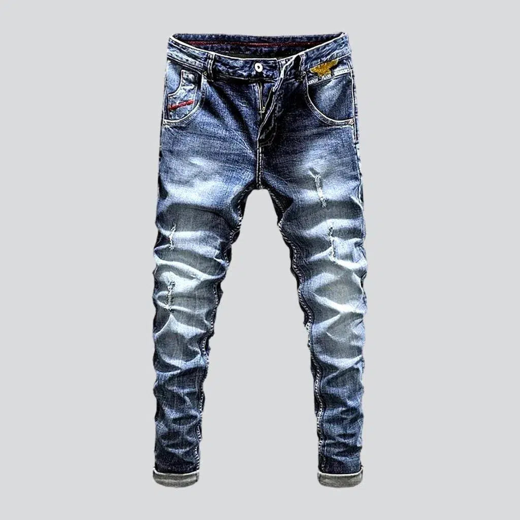 Small eagle embroidery street jeans | Jeans4you.shop