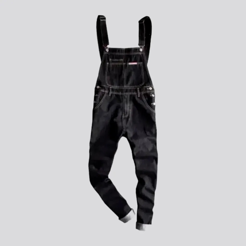 Stonewashed black denim jumpsuit | Jeans4you.shop