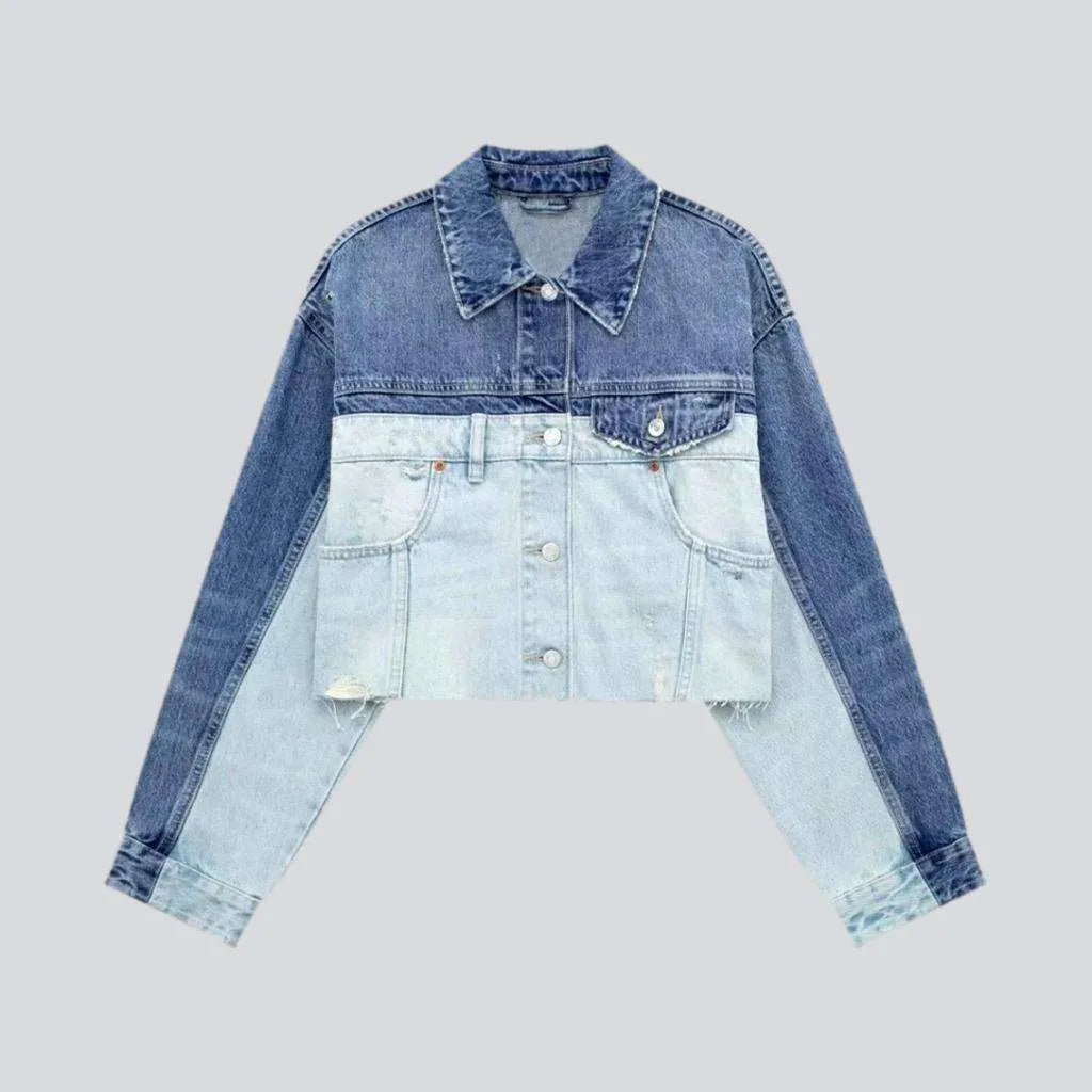 Street color-block denim jacket
 for ladies | Jeans4you.shop