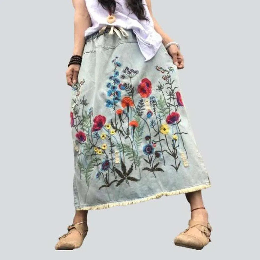 Street fashion embroidered long skirt | Jeans4you.shop