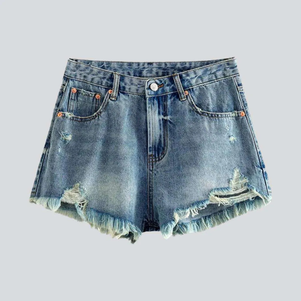 Streetwear wide distressed jean shorts | Jeans4you.shop