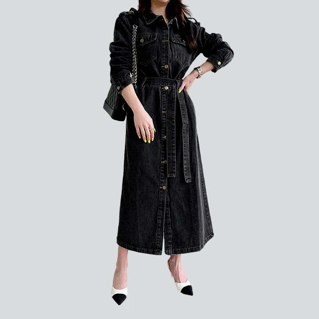 Stylish black women's denim coat | Jeans4you.shop