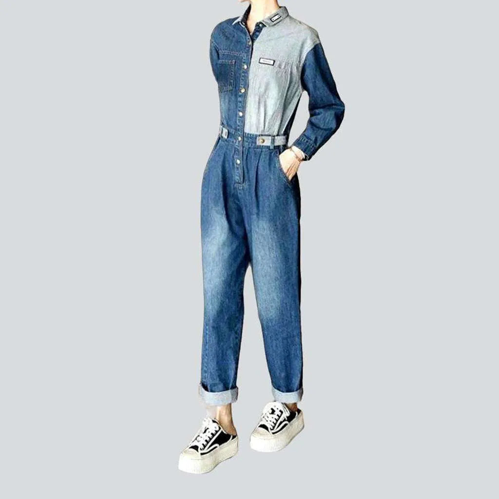 Two-color baggy women's overall | Jeans4you.shop