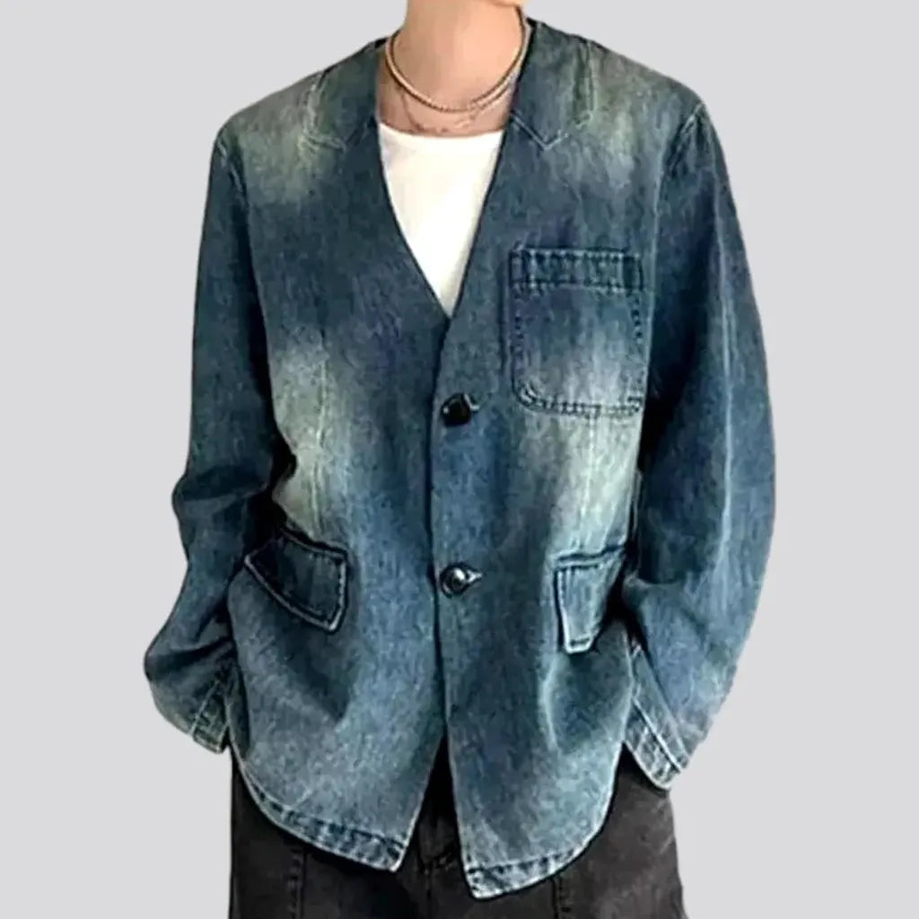 V-neck oversized jean jacket
 for men | Jeans4you.shop