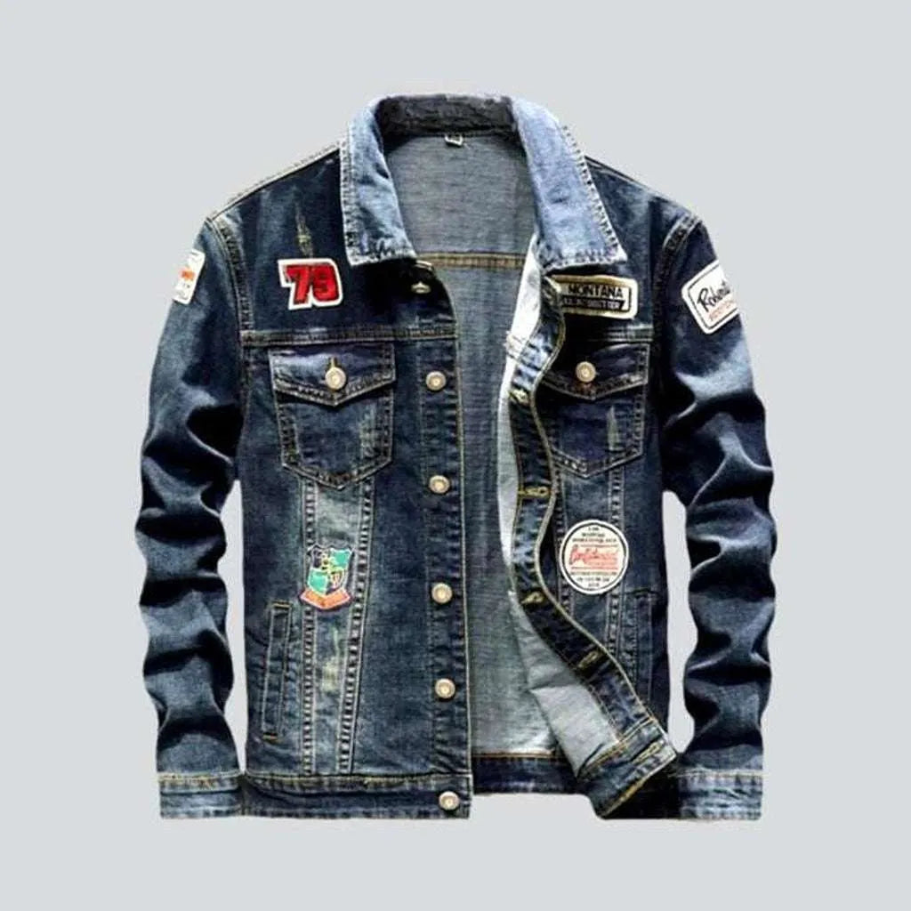 Vintage denim jacket with patches | Jeans4you.shop