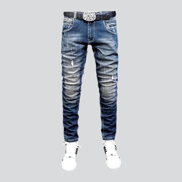 Whiskered dark men's wash jeans | Jeans4you.shop