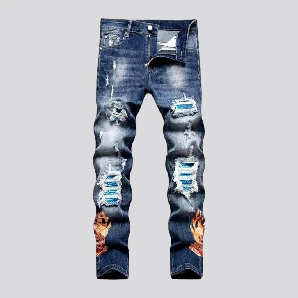 Whiskered men's embroidered jeans | Jeans4you.shop