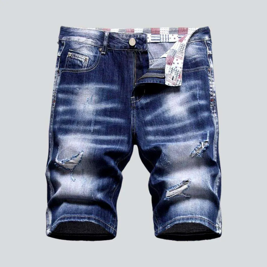 Whiskered ripped men's denim shorts | Jeans4you.shop