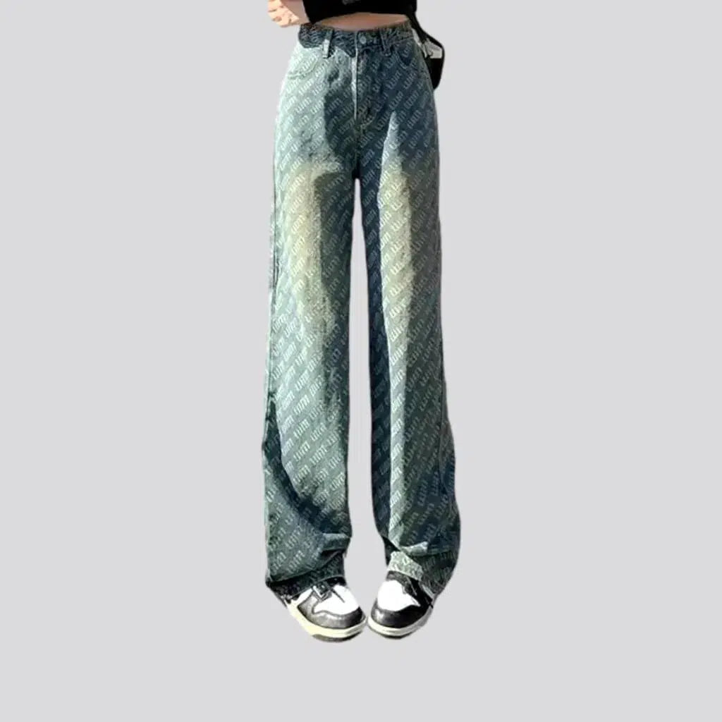 Wide-leg ornament-print jeans | Jeans4you.shop