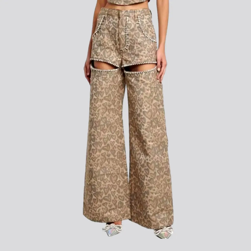 Wide-leg painted women's denim pants | Jeans4you.shop