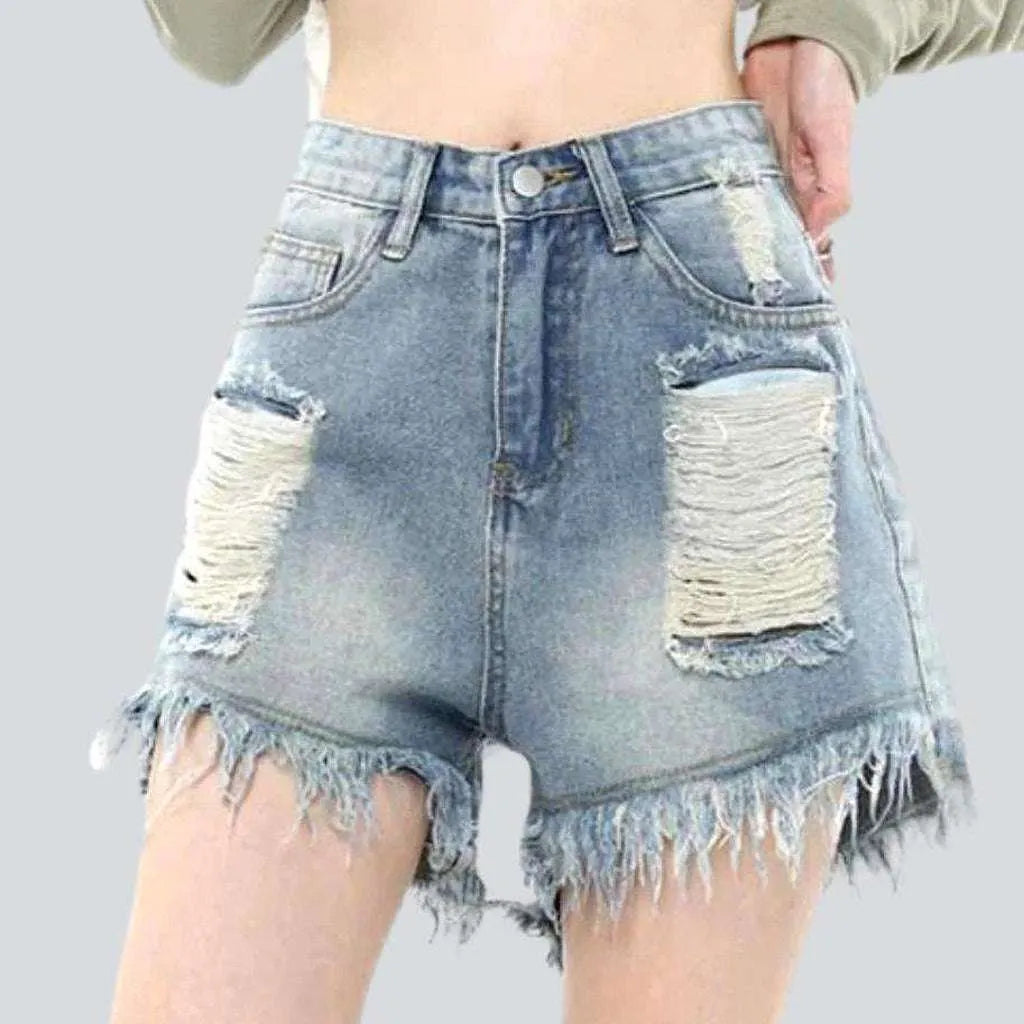 Wide-leg ripped women's denim shorts | Jeans4you.shop