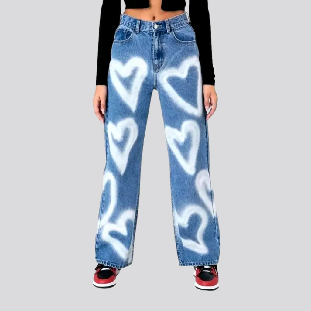 Women's graffiti-heart-print jeans | Jeans4you.shop