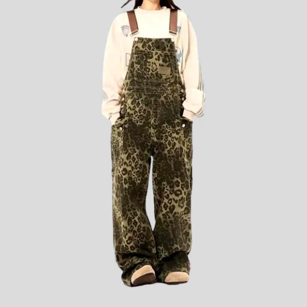 Y2k leopard-print jean jumpsuit
 for ladies | Jeans4you.shop