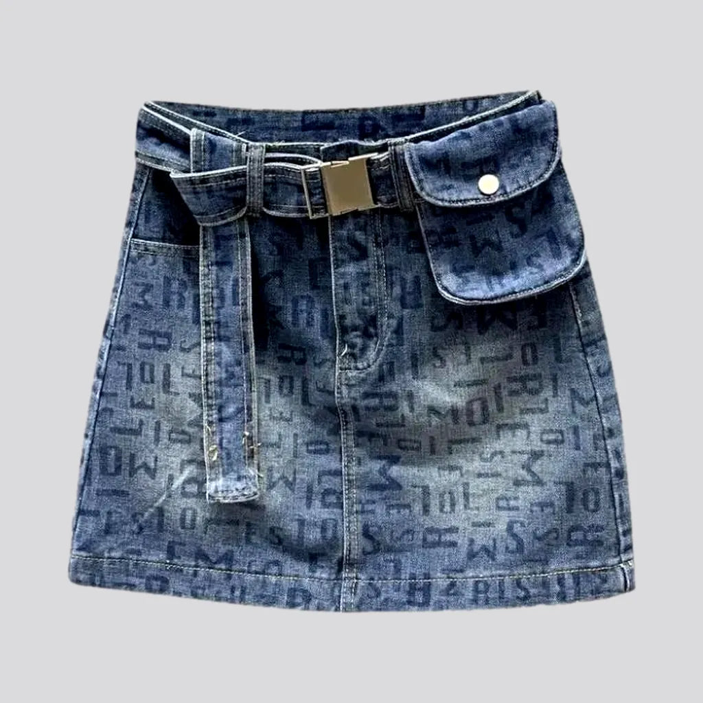 Y2k medium-wash denim skort
 for women | Jeans4you.shop