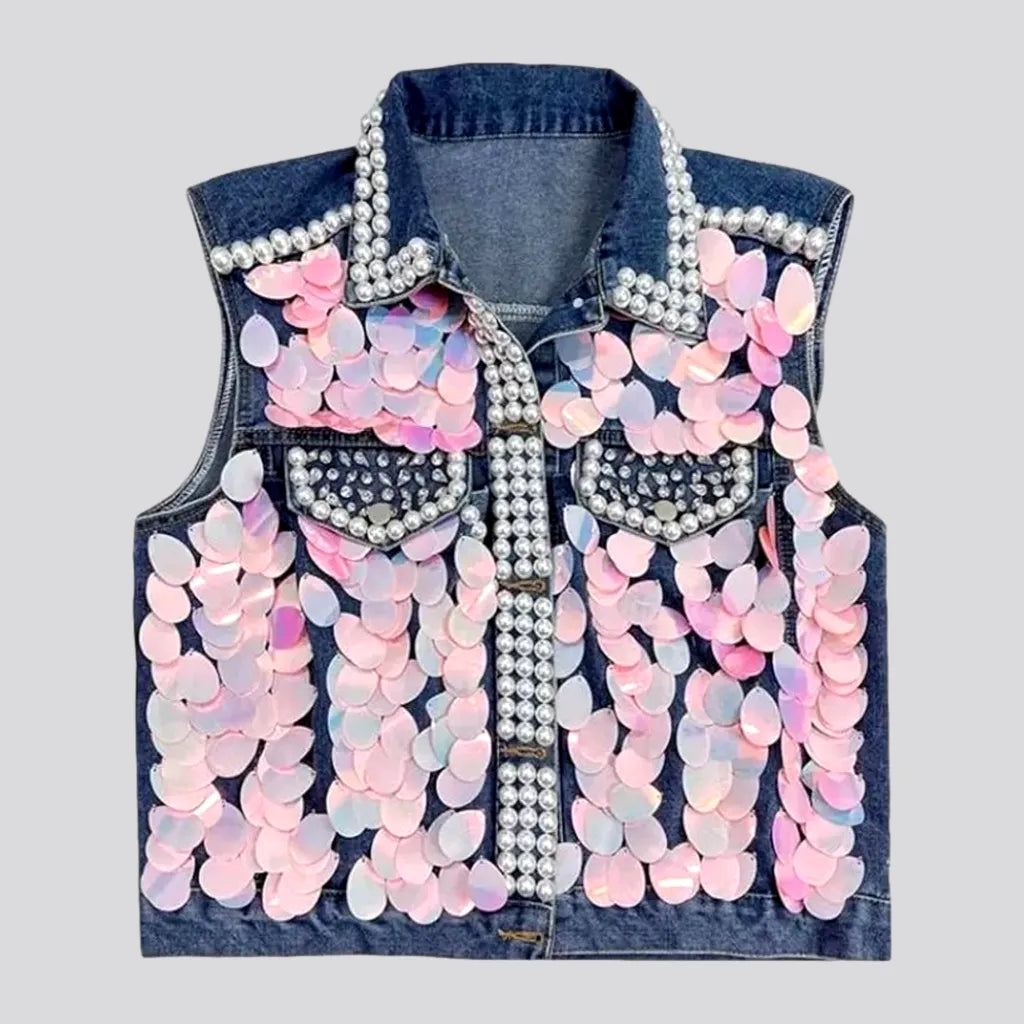 Y2k medium-wash denim vest
 for women | Jeans4you.shop
