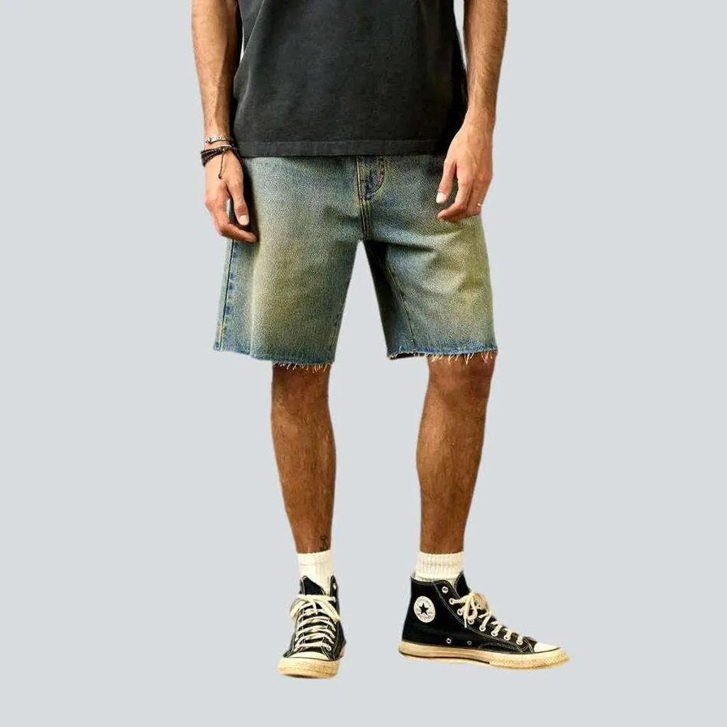 Yellow cast loose denim shorts | Jeans4you.shop