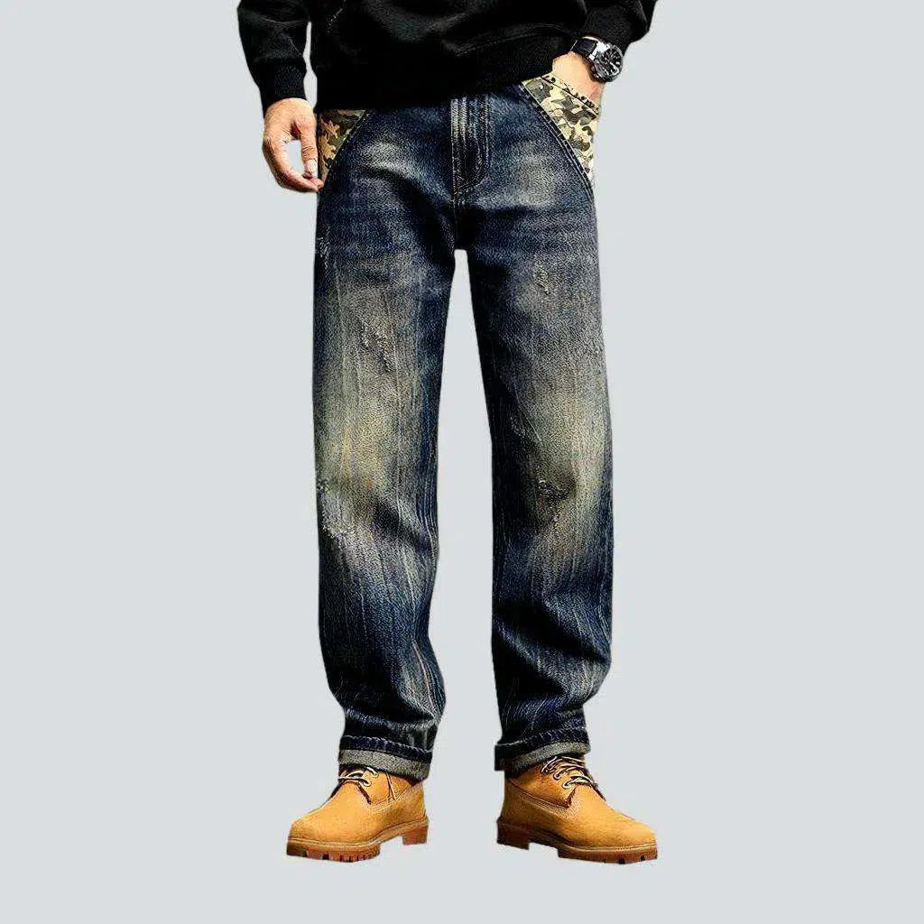 Yellow cast whiskered jeans
 for men | Jeans4you.shop