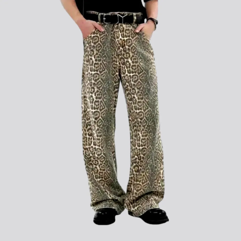 Yellow women's leopard-print jeans | Jeans4you.shop