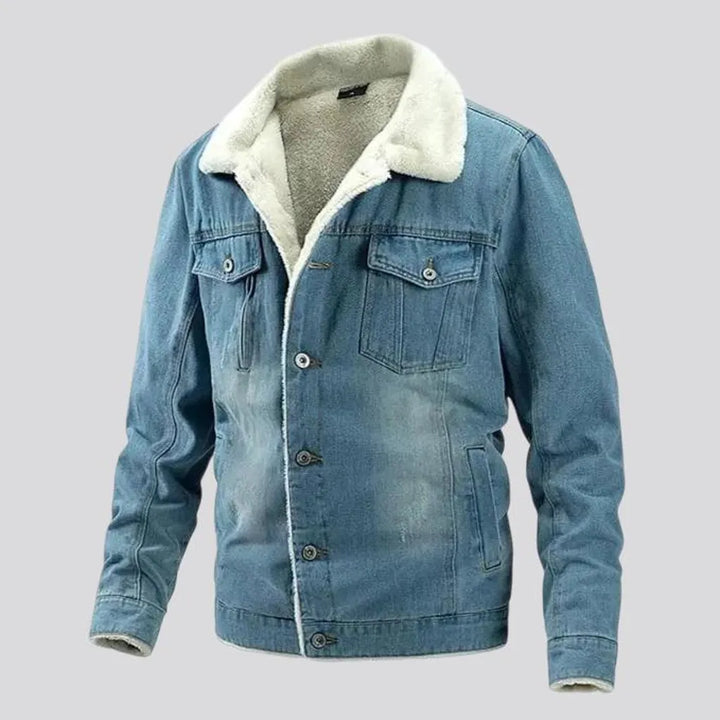 Faded wash regular fit men's denim jacket