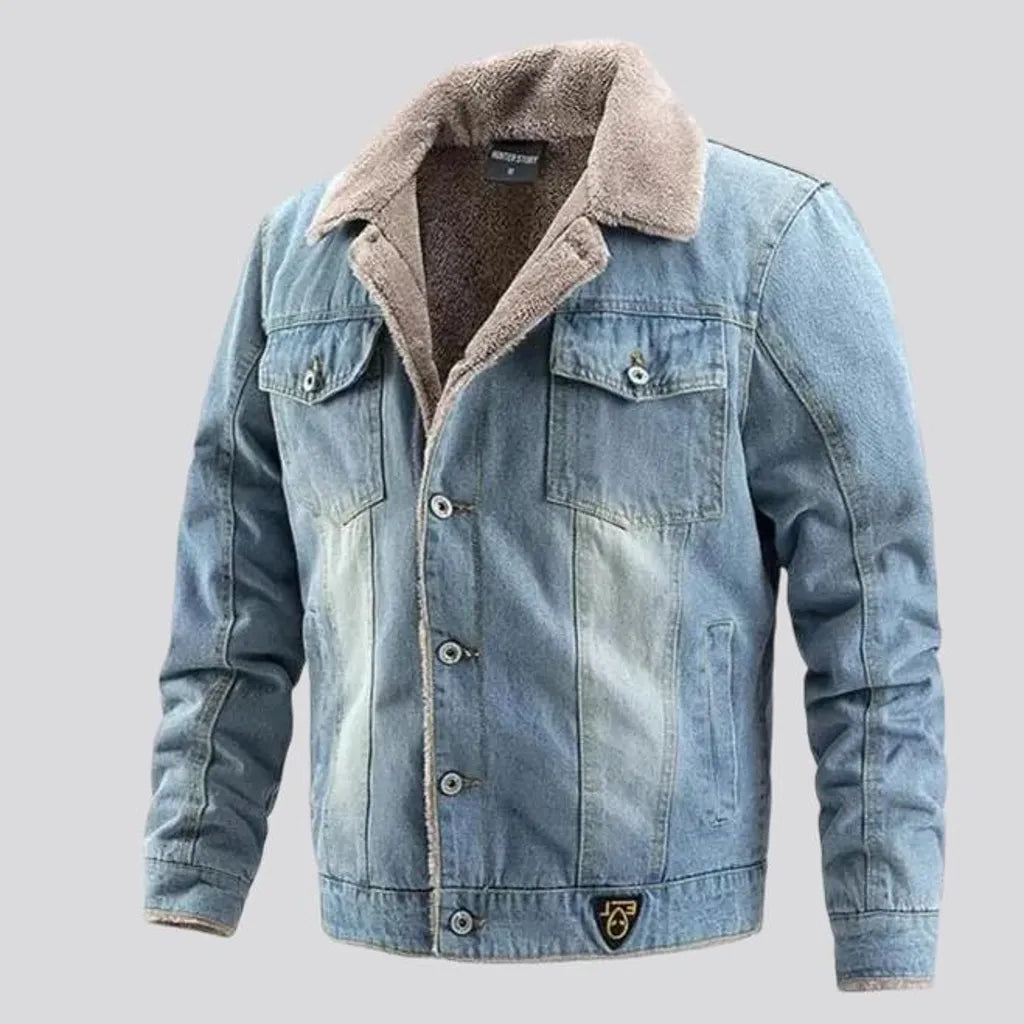 Casual light sanded men's denim jacket